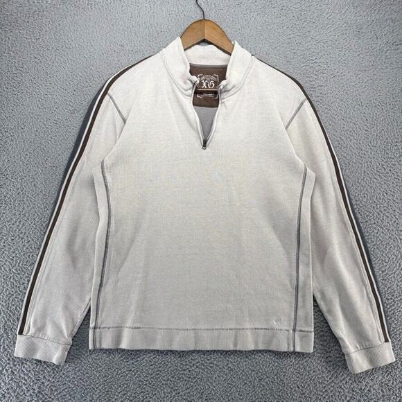 Vintage Extreme Gear Sweater men's medium Beige Vintage 1/4 Zip Ribbed Solid y2k - Picture 1 of 9